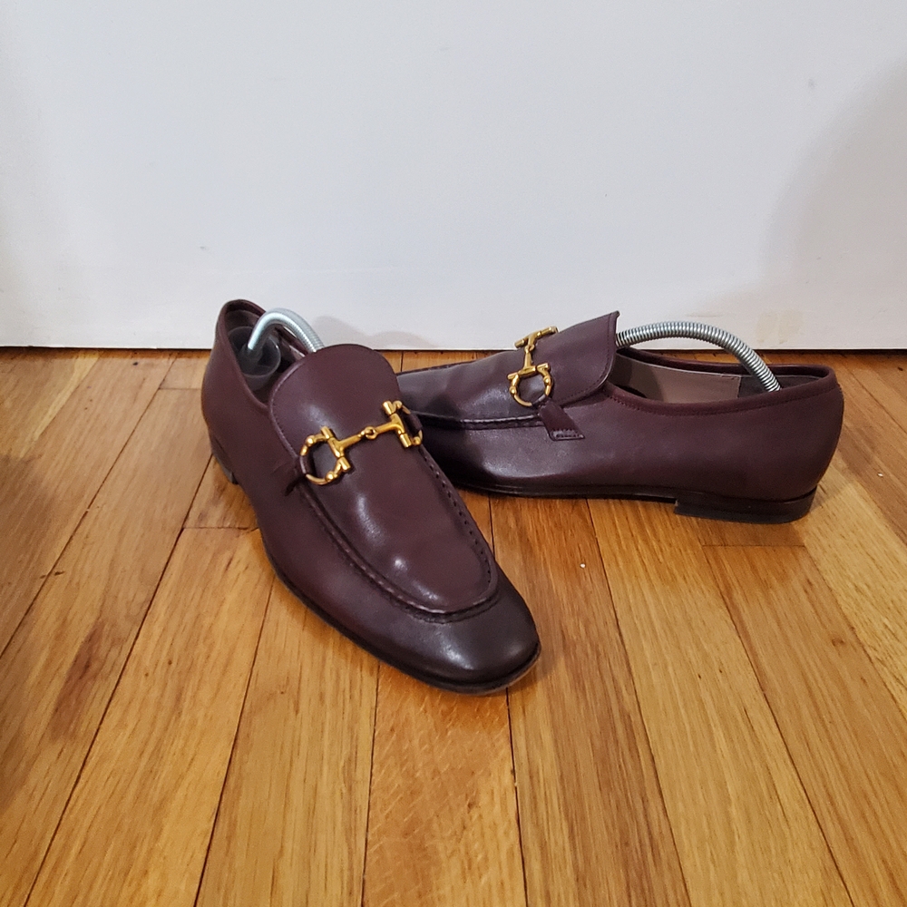 Salvatore Ferragamo Brown Leather Gold Gancini Logo Buckle Slip-on Loafers 8 D